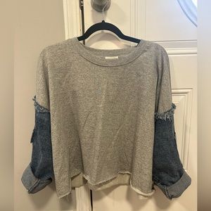 NWT dance&marvel shirt grey with denim sleeves